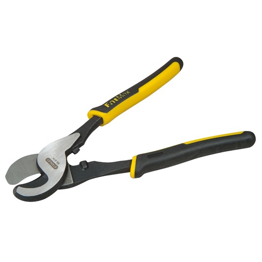 Stanley FatMax cable cutter with black and yellow handles, designed for cutting cables cleanly and efficiently.