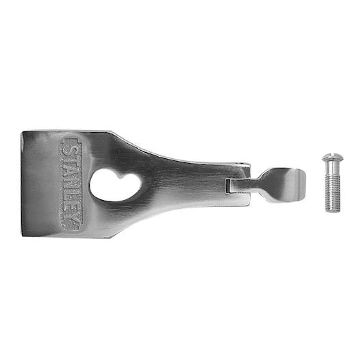 STANLEY 1-12-706 metal plane part and screw, photography, top angle, silver finish.