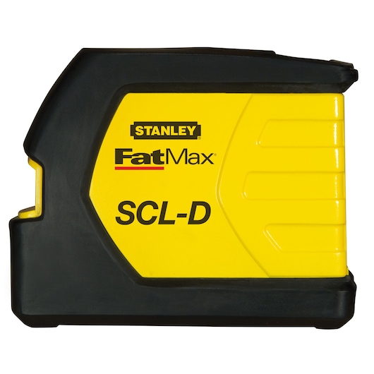 STANLEY FatMax SCL-D, SKU 1-77-321, yellow and black compact measuring tool, side view on white background.
