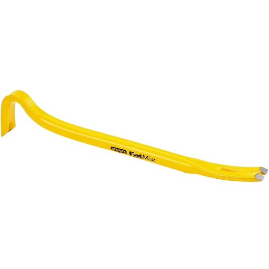 STANLEY 55-101 yellow FatMax pry bar, angled side view, metal construction, hand tool category.