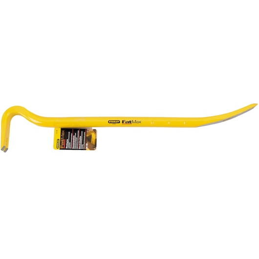 STANLEY 55-102 yellow FatMax crowbar side angle, steel construction, demolition tool.