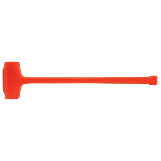 STANLEY 57-551 orange dead blow hammer, side view, with textured non-slip handle on white background.