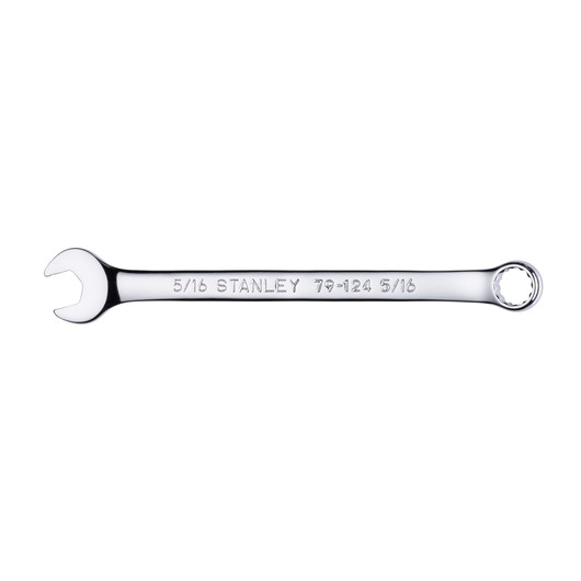 STANLEY 79-124 combination wrench, 5/16 inch, silver finish, side angle photo on white background