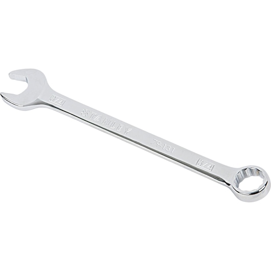 Stanley 3/4 inch combination wrench with open and ring ends, metal tool for mechanical use.