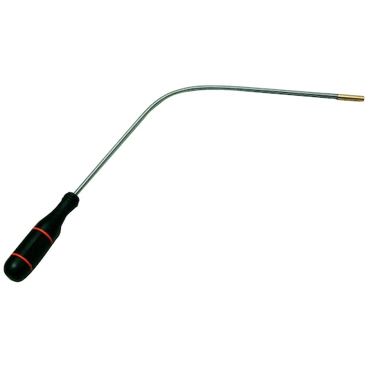 STANLEY 998001 flexible magnetic pickup tool with black and red handle, side view on white background.
