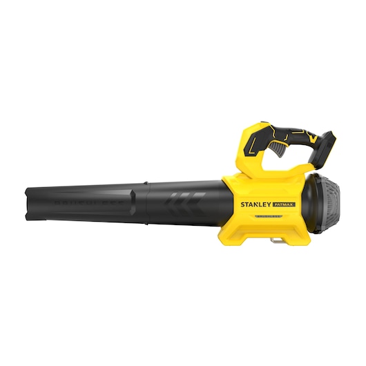 STANLEY SFMCBL730B leaf blower, yellow and black, side view on white background.