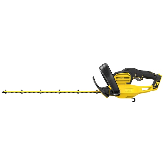 STANLEY SFMCHT655B cordless hedge trimmer, yellow and black, side angle on white background.