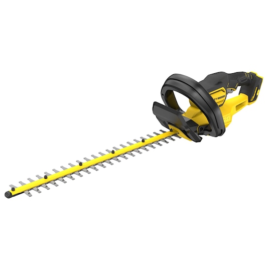 STANLEY SFMCHT655B hedge trimmer, yellow and black, angled front view on white background.